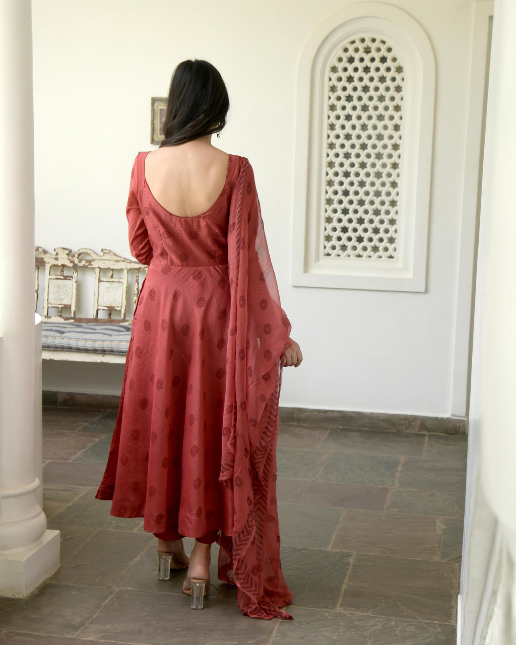 Red Chanderi Silk Kurta Set With Dupatta at Kamakhyaa by Taro. This item is Best Selling, Chiffon, Evening Wear, Gulzar Taro, Indian Wear, July Sale, July Sale 2023, Kurta Pant Sets, Kurta Set With Dupatta, Natural, Prints, Red, Regular Fit, Womenswear