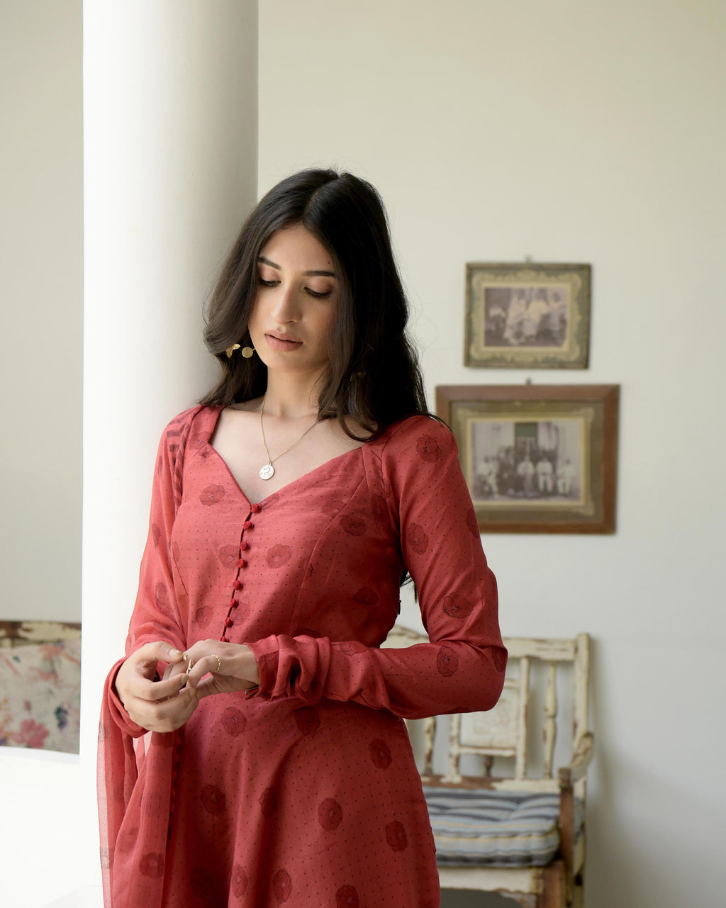 Red Chanderi Silk Kurta Set With Dupatta at Kamakhyaa by Taro. This item is Best Selling, Chiffon, Evening Wear, Gulzar Taro, Indian Wear, July Sale, July Sale 2023, Kurta Pant Sets, Kurta Set With Dupatta, Natural, Prints, Red, Regular Fit, Womenswear