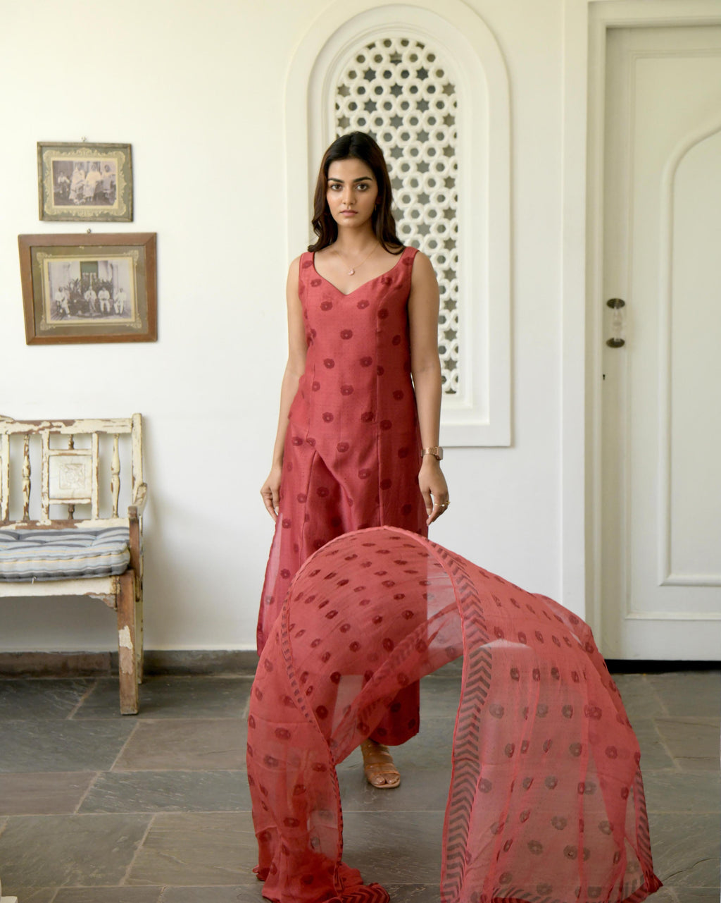 Red Chanderi Silk Printed Kurta Set With Dupatta at Kamakhyaa by Taro. This item is Best Selling, Evening Wear, Gulzar Taro, Handwoven Cotton, Indian Wear, July Sale, July Sale 2023, Kurta Pant Sets, Kurta Set With Dupatta, Natural, Prints, Red, Regular Fit, Womenswear