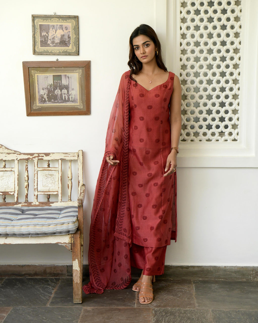 Red Chanderi Silk Printed Kurta Set With Dupatta at Kamakhyaa by Taro. This item is Best Selling, Evening Wear, Gulzar Taro, Handwoven Cotton, Indian Wear, July Sale, July Sale 2023, Kurta Pant Sets, Kurta Set With Dupatta, Natural, Prints, Red, Regular Fit, Womenswear