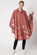 Red Collar Polka Jacket at Kamakhyaa by Chambray & Co.. This item is Casual Wear, Cotton, Jackets, Natural, Patchwork, Pink, Polka Dots, Red, Regular Fit, Womenswear