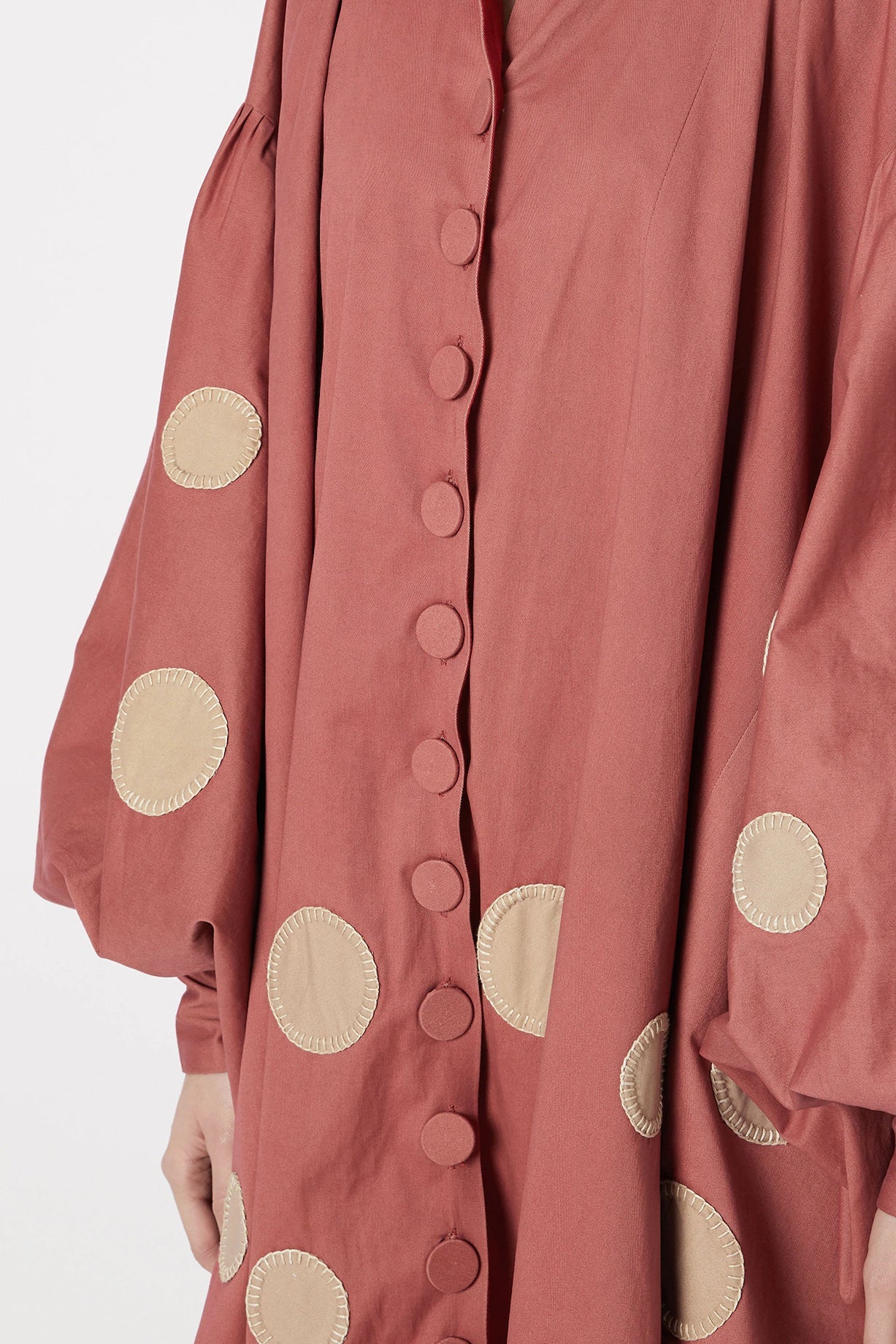 Red Collar Polka Jacket at Kamakhyaa by Chambray & Co.. This item is Casual Wear, Cotton, Jackets, Natural, Patchwork, Pink, Polka Dots, Red, Regular Fit, Womenswear
