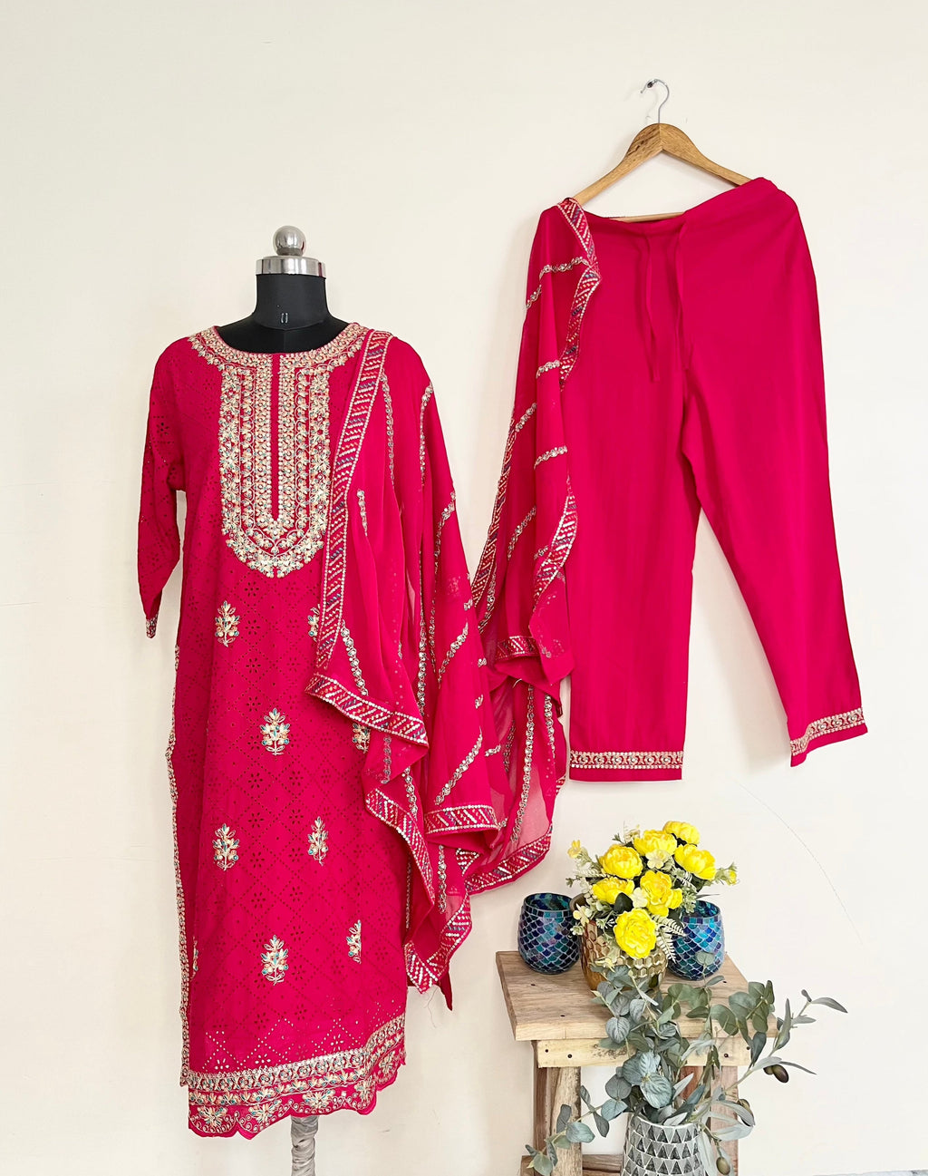 Red Cotton Cutwork Kurta Set With Dupatta at Kamakhyaa by Kamakhyaa. This item is Cotton, Cutwork, Ethnic Wear, Kurta Pant Sets, Kurta Set with Dupattas, Natural, Red, Regular Fit, Womenswear