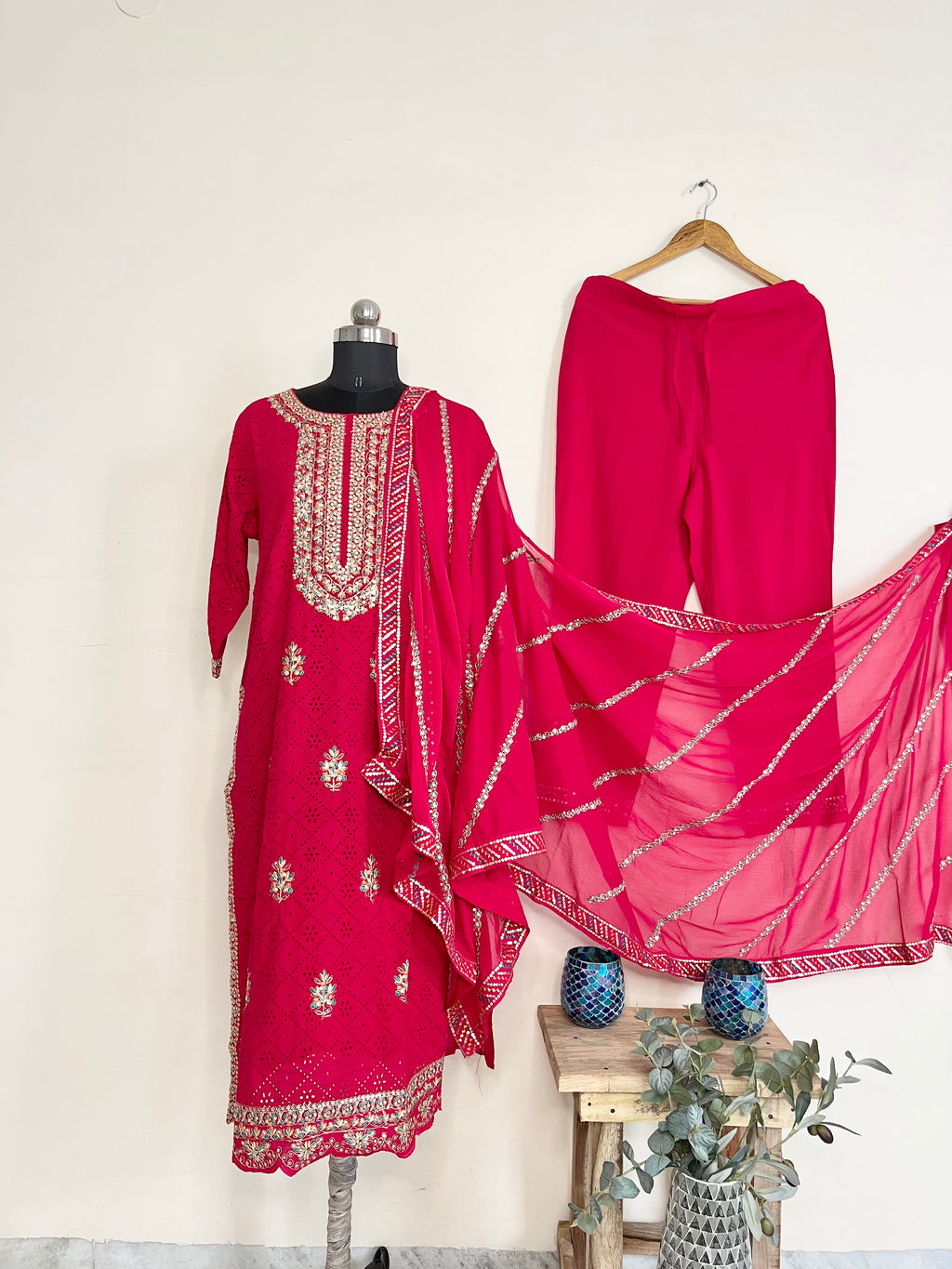 Red Cotton Cutwork Kurta Set With Dupatta at Kamakhyaa by Kamakhyaa. This item is Cotton, Cutwork, Ethnic Wear, Kurta Pant Sets, Kurta Set with Dupattas, Natural, Red, Regular Fit, Womenswear