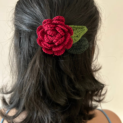 Red Crochet Hair Clip at Kamakhyaa by Ikriit'm. This item is Accessories, Cotton yarn, Crochet, Free Size, Hair Accessories, Ikriit'm, Natural, Red