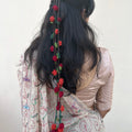 Red Crochet Hair Parandi at Kamakhyaa by Ikriit'm. This item is Accessories, Cotton yarn, Crochet, Free Size, Hair Accessories, Ikriit'm, Natural, Red