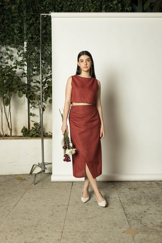 Red Crop Top with Strings at Kamakhyaa by Anushé Pirani. This item is Cotton Hemp, Crop Top, Nostalgic Whispers, Red, solid, Tops & Shirts, Womenswear