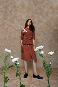 Red Custom Boat Neck Top at Kamakhyaa by Anushé Pirani. This item is Blouses, Cotton, Embroidered, Handwoven cotton, July Sale, July Sale 2023, Natural, Ocean of Stories, Office Wear, Red, Regular Fit, sale anushe pirani, Womenswear