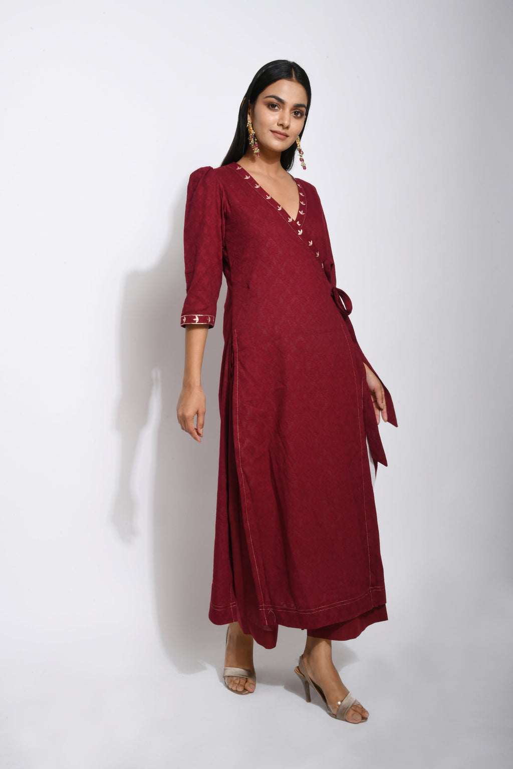 Red Embroidered Cotton Kurta Set With Dupatta at Kamakhyaa by Taro. This item is Best Selling, Embroidered, Evening Wear, Handwoven Cotton, Indian Wear, July Sale, July Sale 2023, Kurta Pant Sets, Kurta Set With Dupatta, Natural, Pink, Red, Regular Fit, Solids, Wedding Gifts, Womenswear