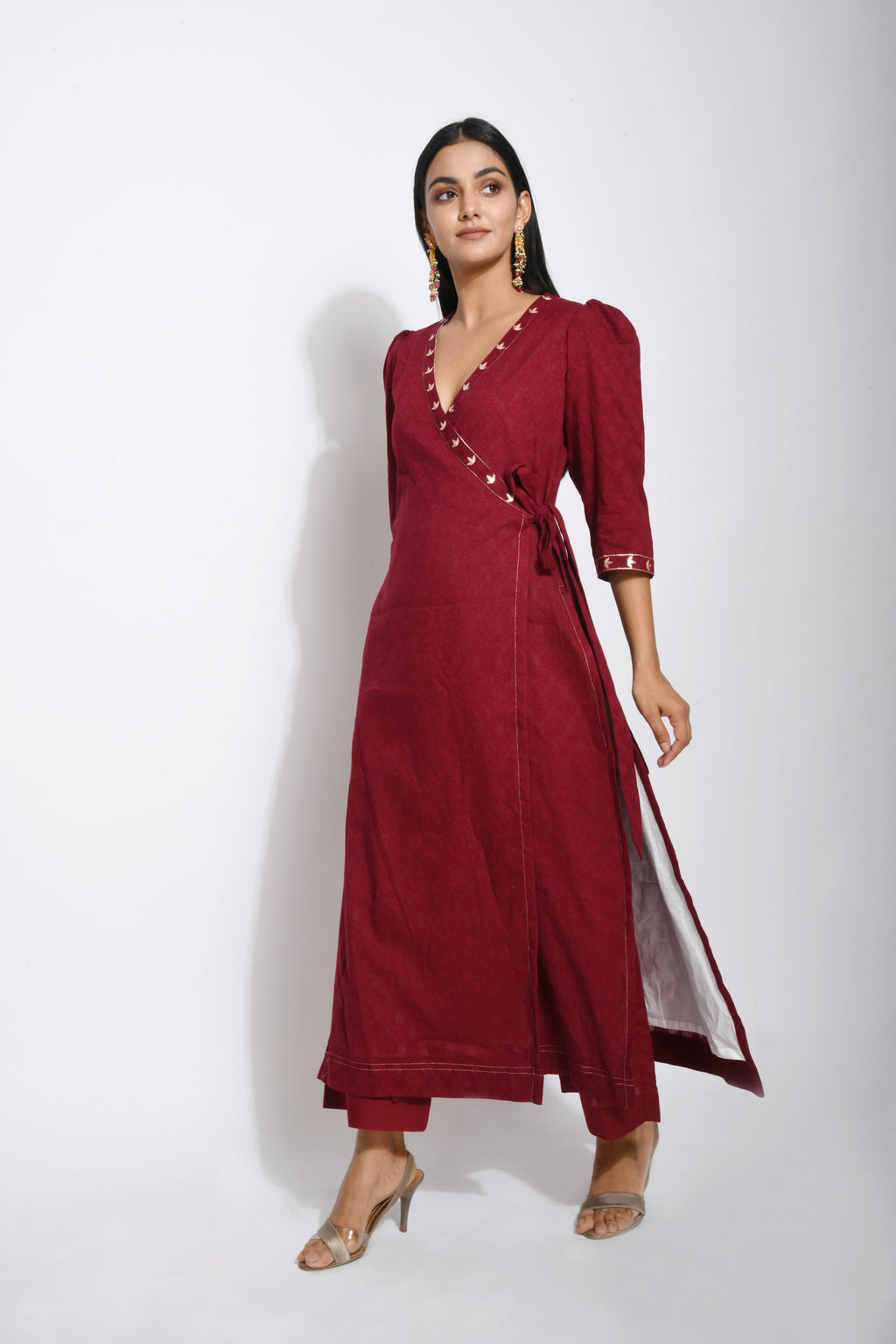 Red Embroidered Cotton Kurta Set With Dupatta at Kamakhyaa by Taro. This item is Best Selling, Embroidered, Evening Wear, Handwoven Cotton, Indian Wear, July Sale, July Sale 2023, Kurta Pant Sets, Kurta Set With Dupatta, Natural, Pink, Red, Regular Fit, Solids, Wedding Gifts, Womenswear