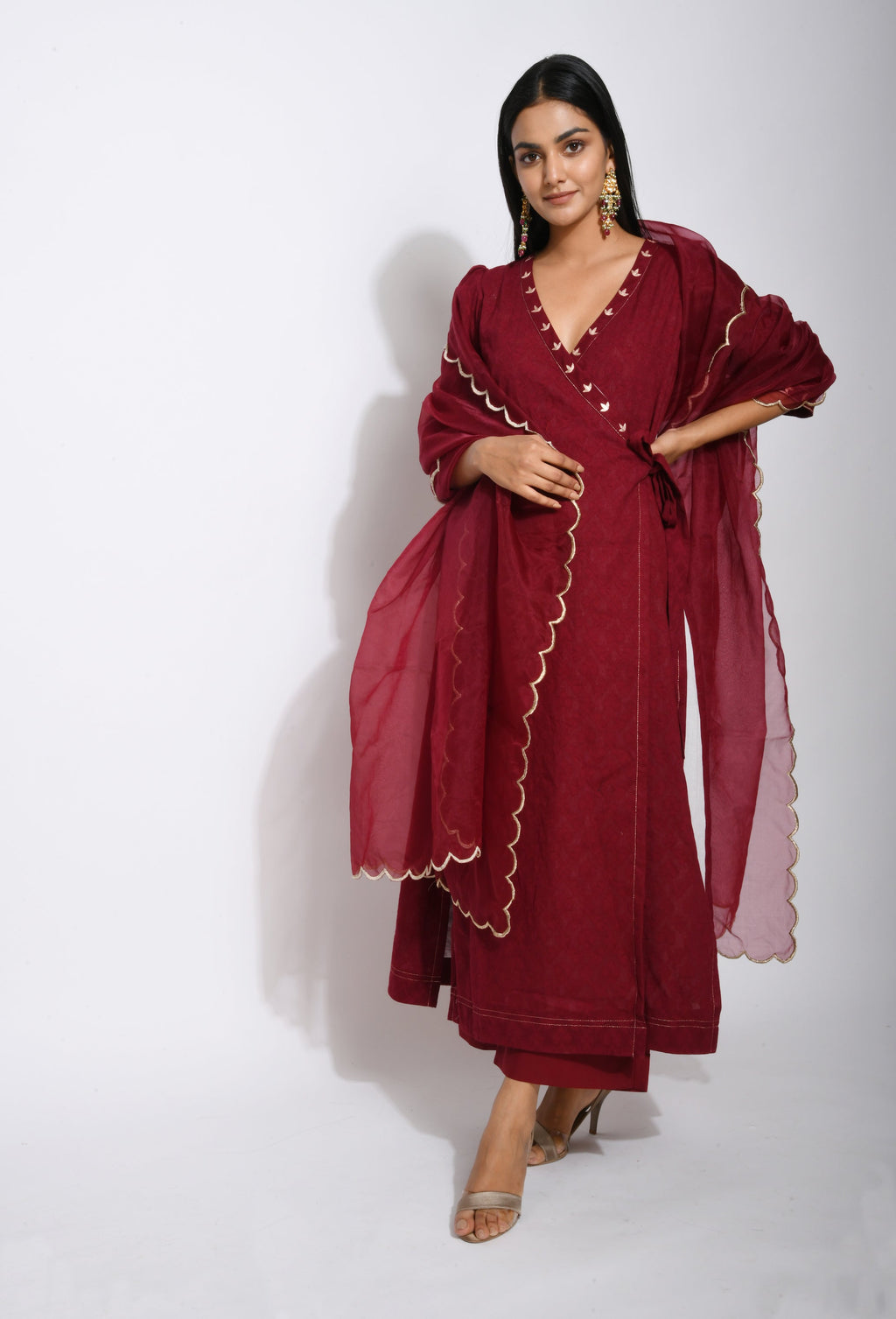Red Embroidered Cotton Kurta Set With Dupatta at Kamakhyaa by Taro. This item is Best Selling, Embroidered, Evening Wear, Handwoven Cotton, Indian Wear, July Sale, July Sale 2023, Kurta Pant Sets, Kurta Set With Dupatta, Natural, Pink, Red, Regular Fit, Solids, Wedding Gifts, Womenswear