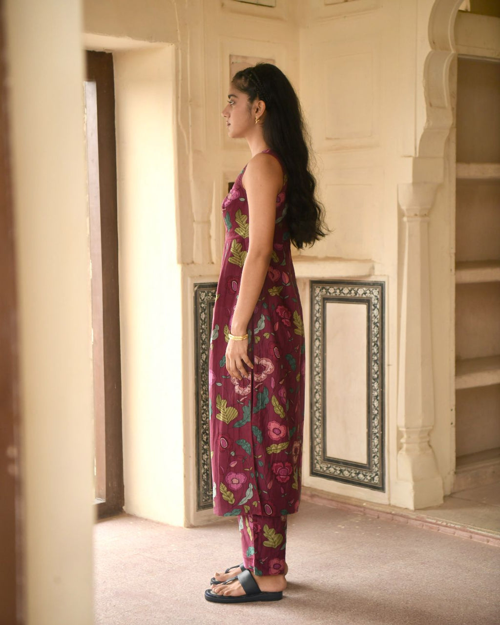 Red Kurta Set With Chiffon Dupatta at Kamakhyaa by Taro. This item is Casual Wear, Chanderi Silk, Chiffon, Digital Print, Enchanted Garden, Evening Wear, Indian Wear, July Sale, July Sale 2023, Kurta Pant Sets, Kurta Set With Dupatta, Natural, Natural with azo free dyes, Red, Relaxed Fit, Womenswear