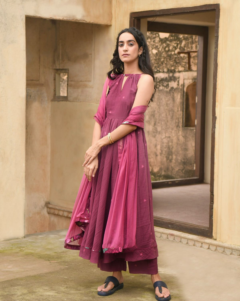 Red Kurta Set With Dupatta at Kamakhyaa by Taro. This item is Casual Wear, Chiffon, Digital Print, Enchanted Garden, Evening Wear, Fitted At Waist, Indian Wear, July Sale, July Sale 2023, Kurta Pant Sets, Kurta Set With Dupatta, Mulmul, Natural, Natural with azo free dyes, Red, Womenswear