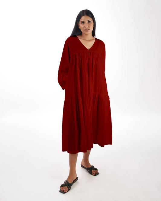 Red Maternity Maxi Tiered Dress at Kamakhyaa by Kamakhyaa. This item is 100% pure cotton, Casual Wear, KKYSS, Natural, Red, Relaxed Fit, Solids, Summer Sutra, Tiered Dresses, Womenswear