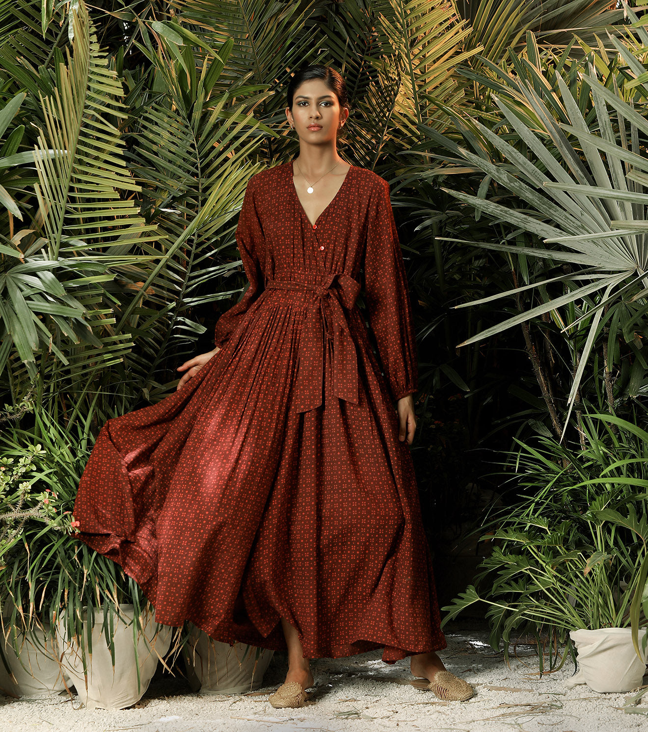 Red Maxi Dress at Kamakhyaa by Khara Kapas. This item is Best Selling, Cotton, Lost In paradise, Maxi Dresses, Natural, Red, Regular Fit, Resort Wear, Solids, Womenswear, Wrap Dresses