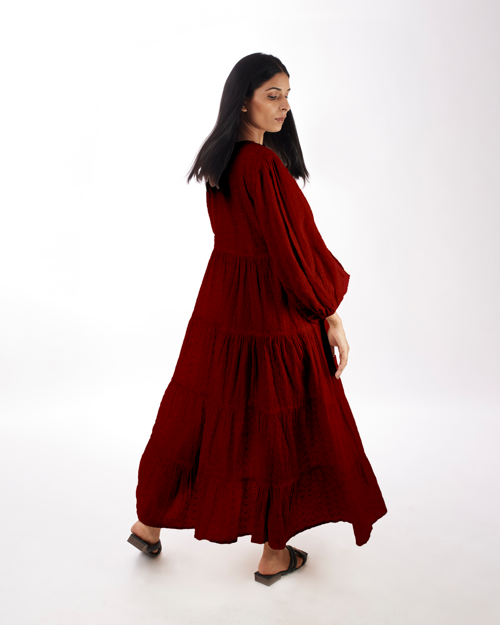 Red Maxi Tiered Dress at Kamakhyaa by Kamakhyaa. This item is 100% pure cotton, Casual Wear, FB ADS JUNE, KKYSS, Natural, Red, Relaxed Fit, Solids, Summer Sutra, Tiered Dresses, Womenswear