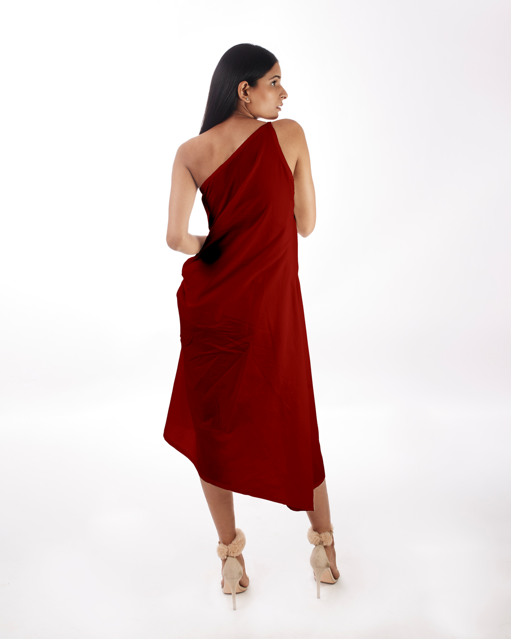 Red One Shoulder Dress at Kamakhyaa by Kamakhyaa. This item is 100% pure cotton, Evening Wear, KKYSS, Natural, One Shoulder Dresses, Red, Regular Fit, Solids, Summer Sutra, Womenswear