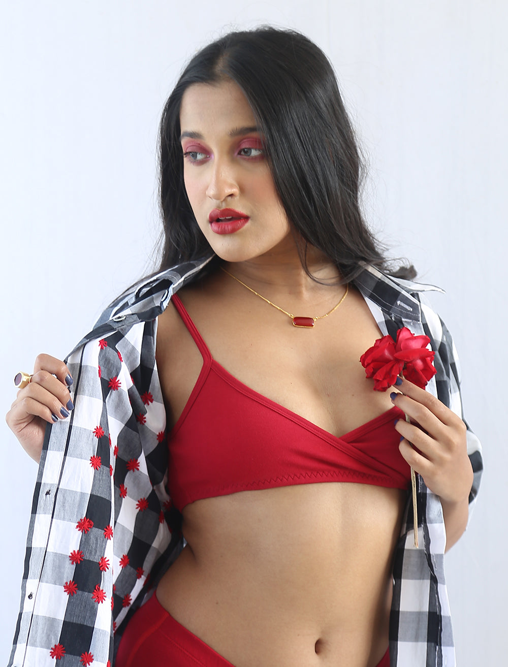 Red Organic Cotton Bralette at Kamakhyaa by Wear Equal. This item is bralette, Bras, Casual Wear, Cotton, Less than $50, lingerie, Natural, Products less than $25, Red, Regular Fit, Solids, Womenswear