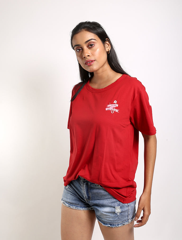 Red Organic Cotton T-Shirt at Kamakhyaa by Wear Equal. This item is Casual Wear, Organic, Organic Cotton, Prints, Red, Regular Fit, T-Shirts, Womenswear