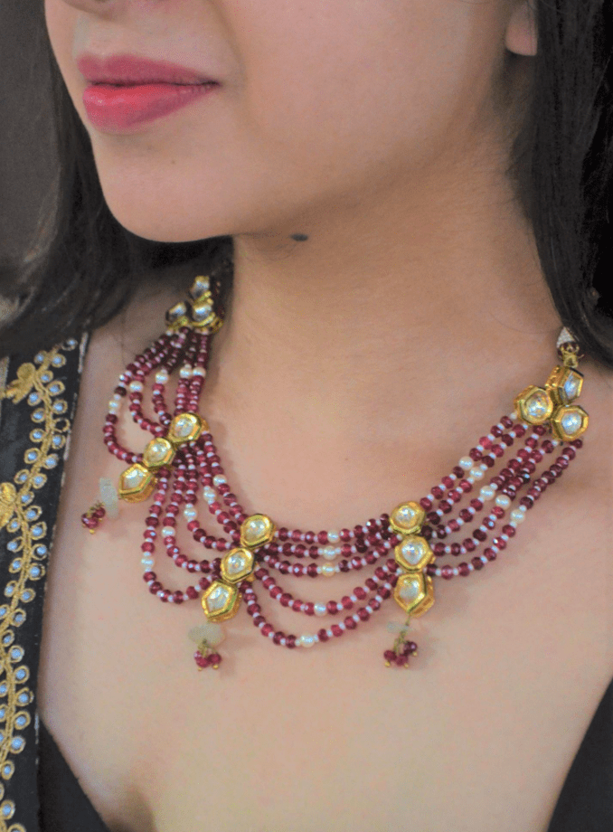 Red Polki Choker set with Studs at Kamakhyaa by House Of Heer. This item is Add Ons, Alloy Metal, Beaded Jewellery, Festive Jewellery, Festive Wear, Free Size, jewelry, Jewelry Sets, July Sale, July Sale 2023, Natural, Polkis, Red, Textured, Wedding Gifts