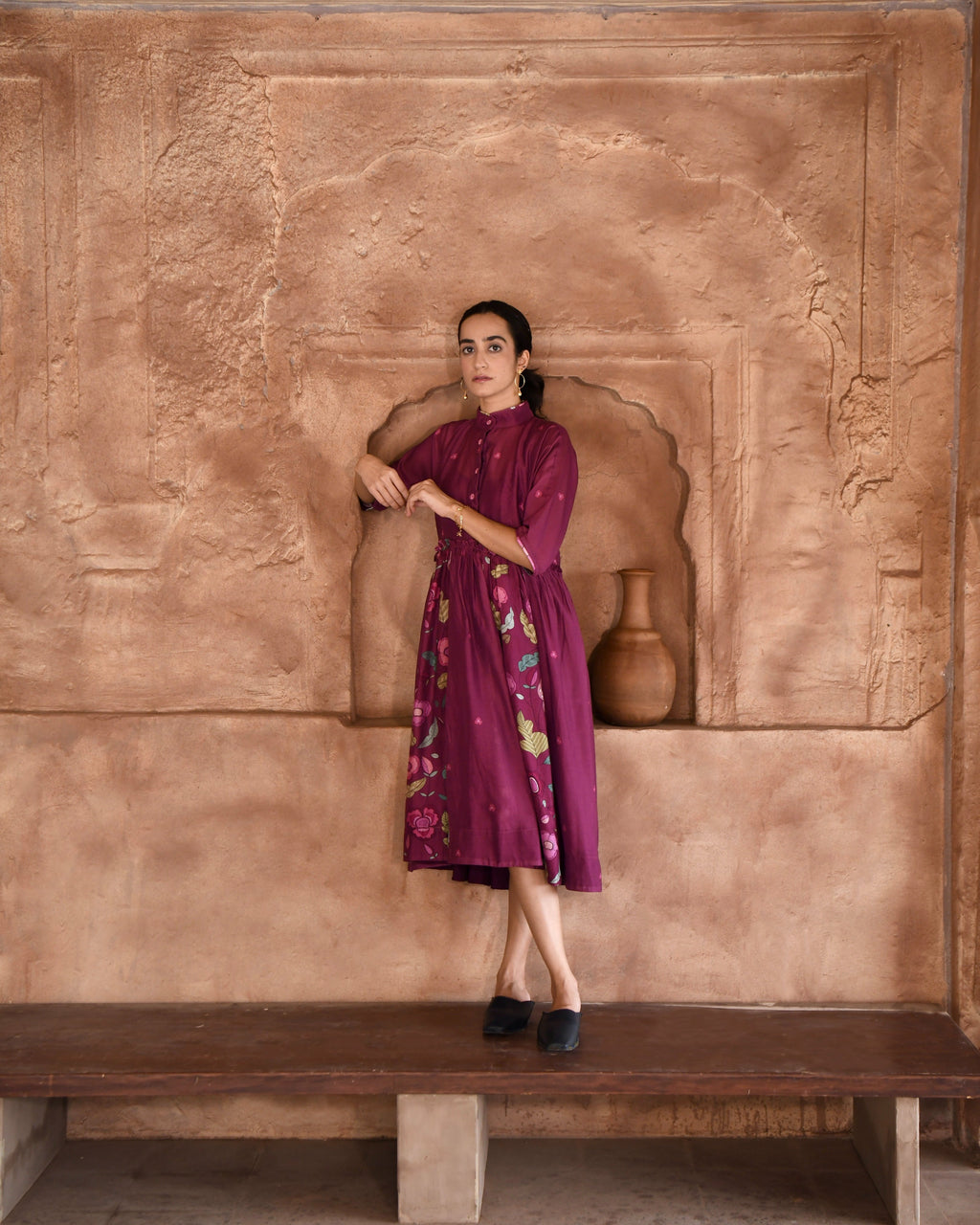 Red Printed Shirt Dress at Kamakhyaa by Taro. This item is Azo Free Dyes, Chanderi Silk, For Anniversary, Garden Of Dreams, July Sale, July Sale 2023, Office Wear, Prints, Red, Relaxed Fit, Shirt Dresses, Womenswear