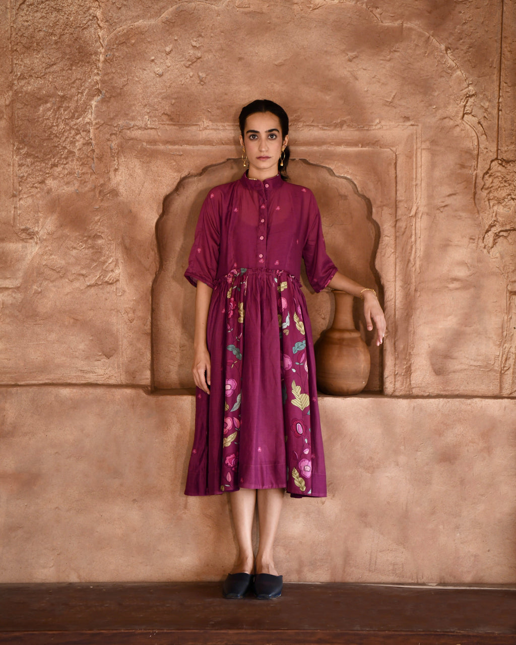 Red Printed Shirt Dress at Kamakhyaa by Taro. This item is Azo Free Dyes, Chanderi Silk, For Anniversary, Garden Of Dreams, July Sale, July Sale 2023, Office Wear, Prints, Red, Relaxed Fit, Shirt Dresses, Womenswear