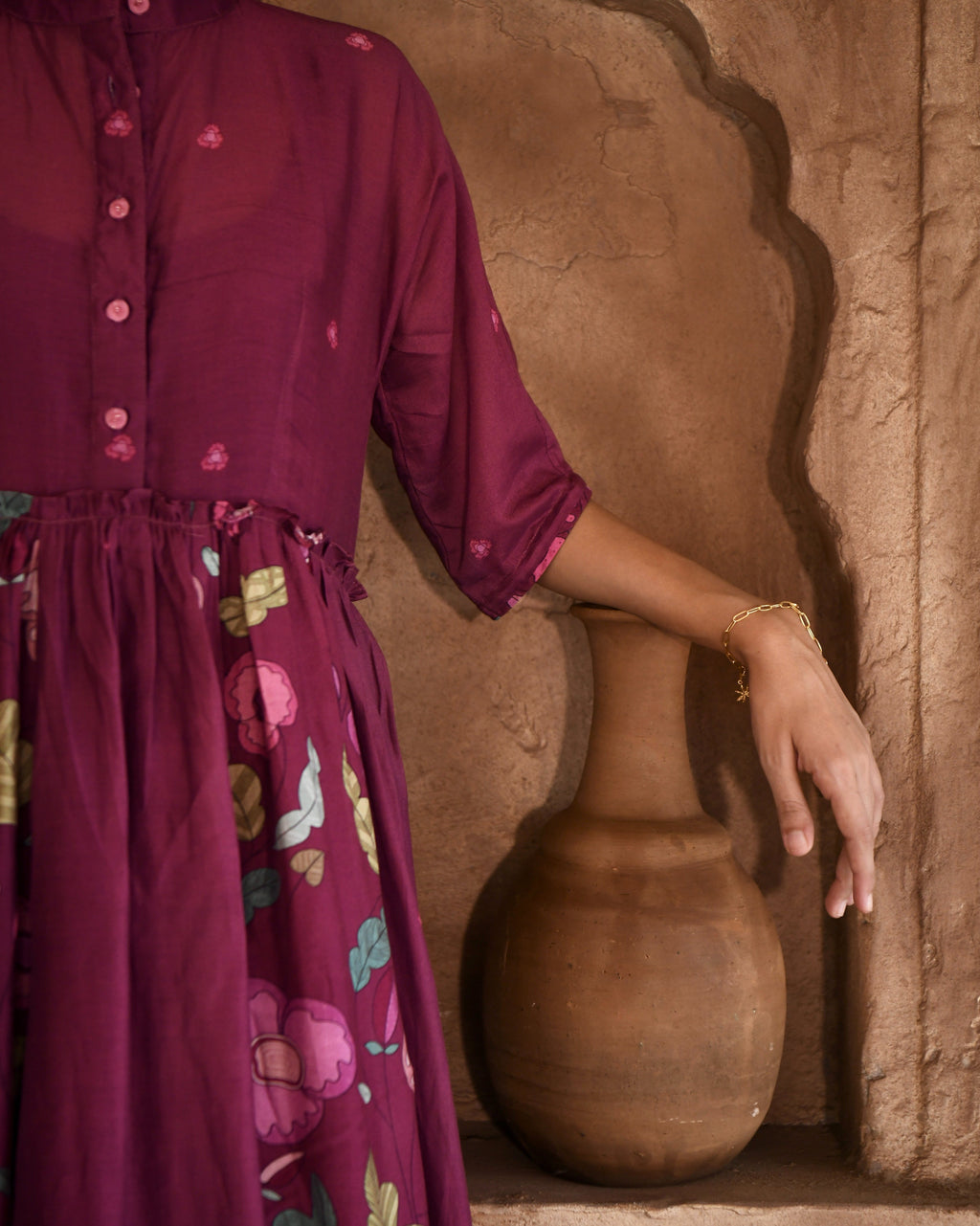 Red Printed Shirt Dress at Kamakhyaa by Taro. This item is Azo Free Dyes, Chanderi Silk, For Anniversary, Garden Of Dreams, July Sale, July Sale 2023, Office Wear, Prints, Red, Relaxed Fit, Shirt Dresses, Womenswear