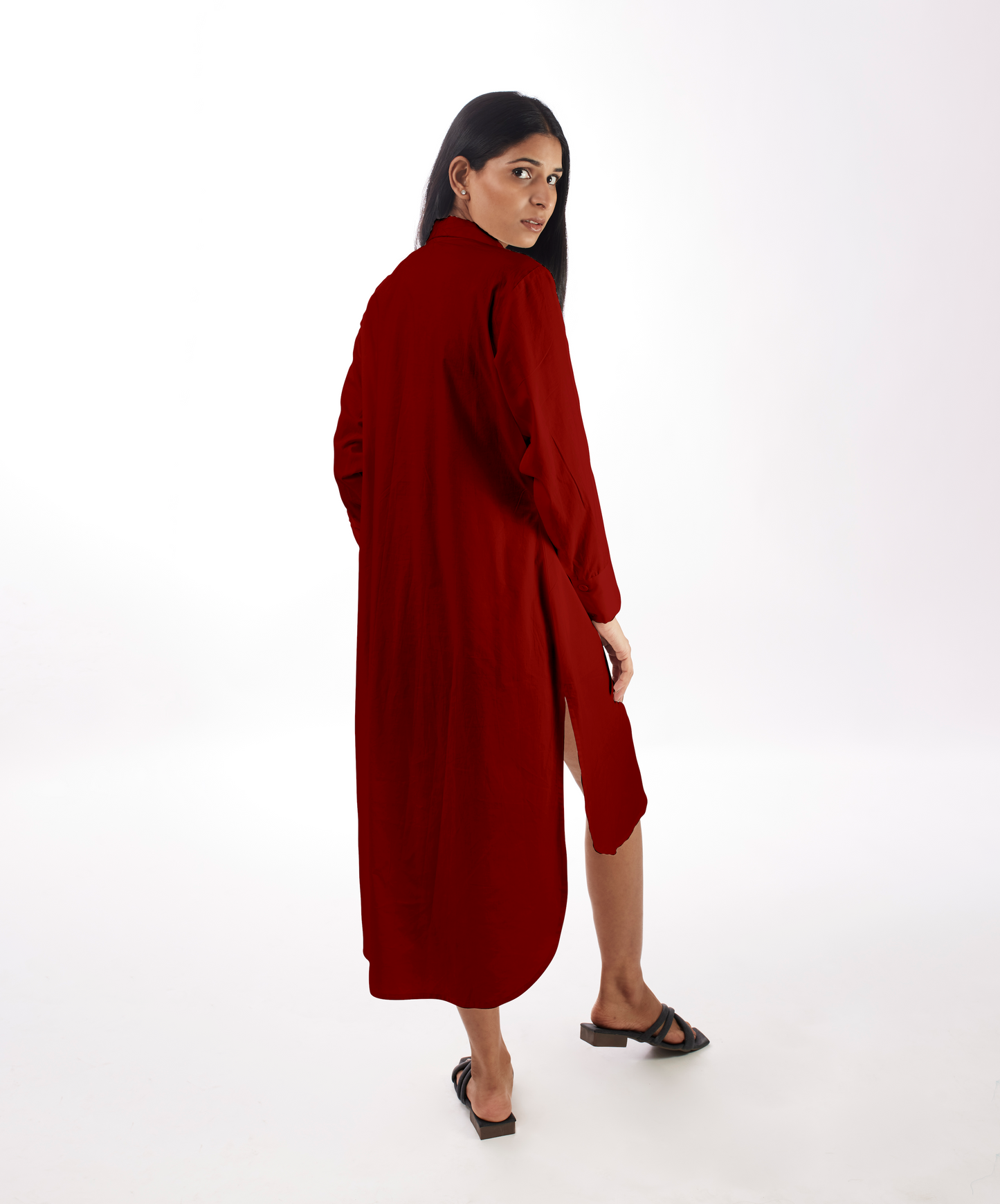 Red Shirt Dress High-Low at Kamakhyaa by Kamakhyaa. This item is 100% pure cotton, Casual Wear, KKYSS, Natural, Red, Regular Fit, Shirt Dresses, Solids, Summer Sutra, Womenswear
