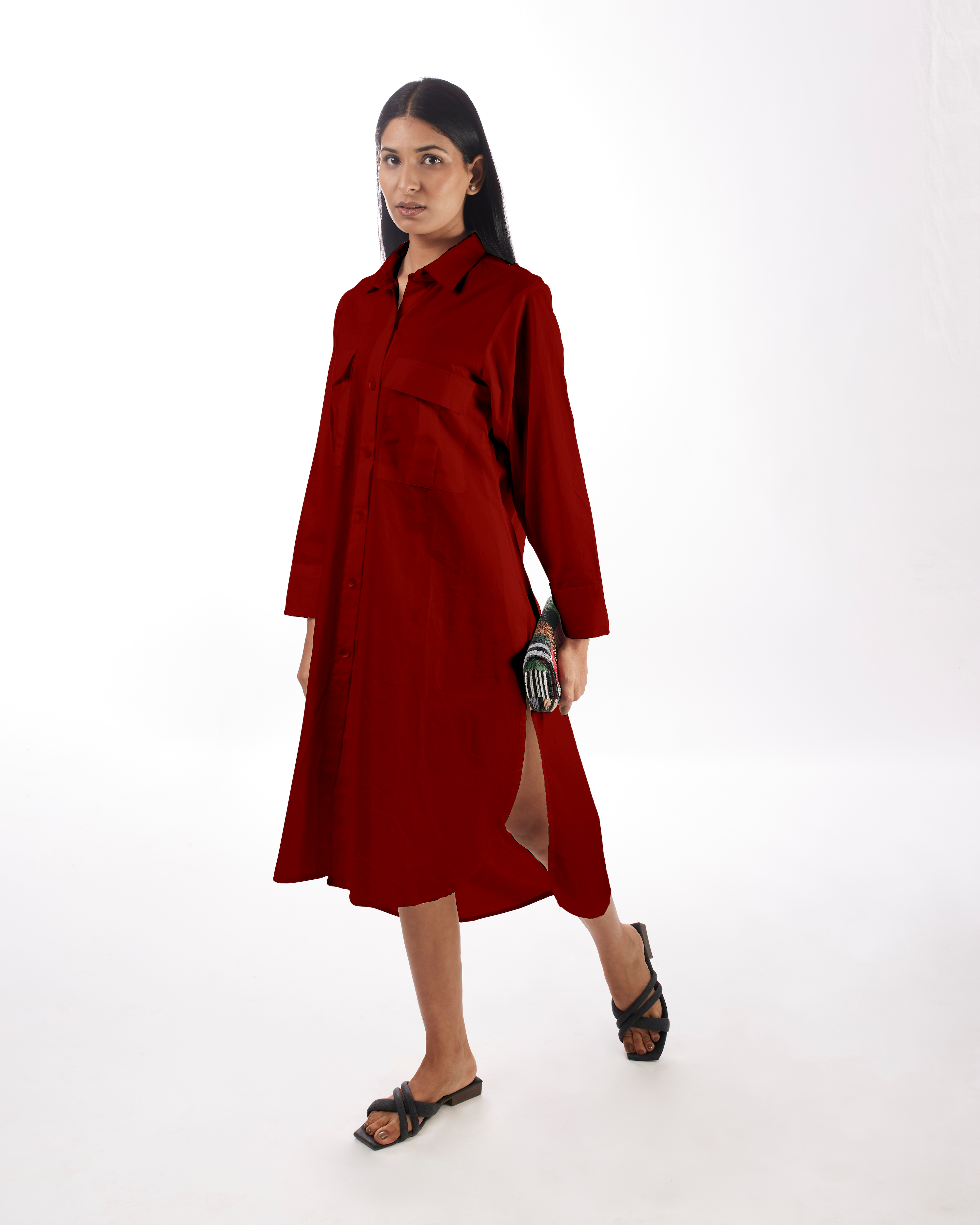 Red Shirt Dress High-Low at Kamakhyaa by Kamakhyaa. This item is 100% pure cotton, Casual Wear, KKYSS, Natural, Red, Regular Fit, Shirt Dresses, Solids, Summer Sutra, Womenswear