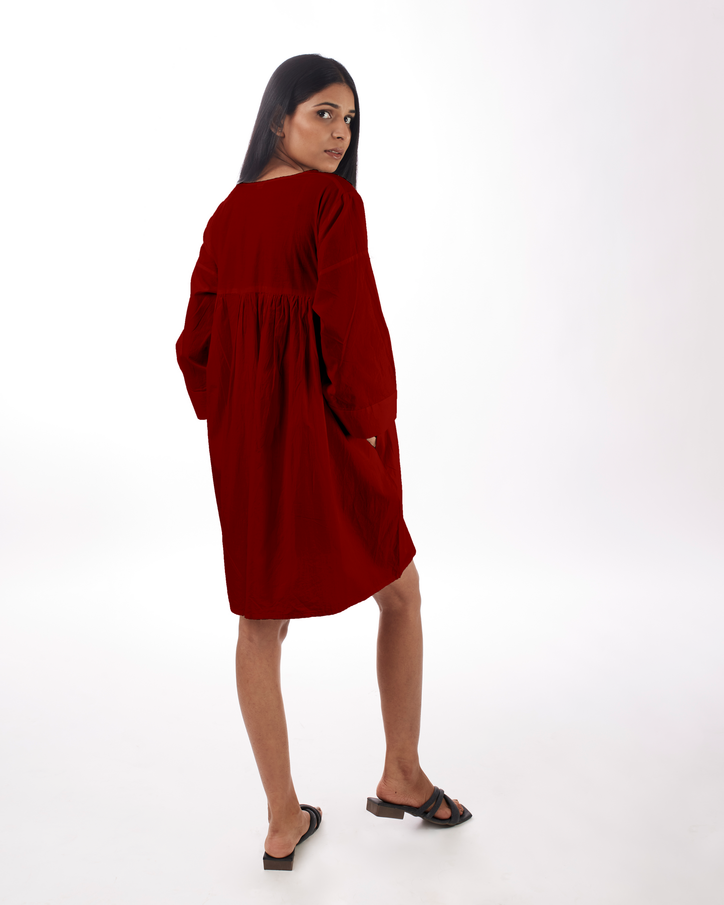 Red Yoke Mini Dress at Kamakhyaa by Kamakhyaa. This item is 100% pure cotton, Casual Wear, For Her, KKYSS, Mini Dresses, Natural, Red, Regular Fit, Summer Sutra, Womenswear