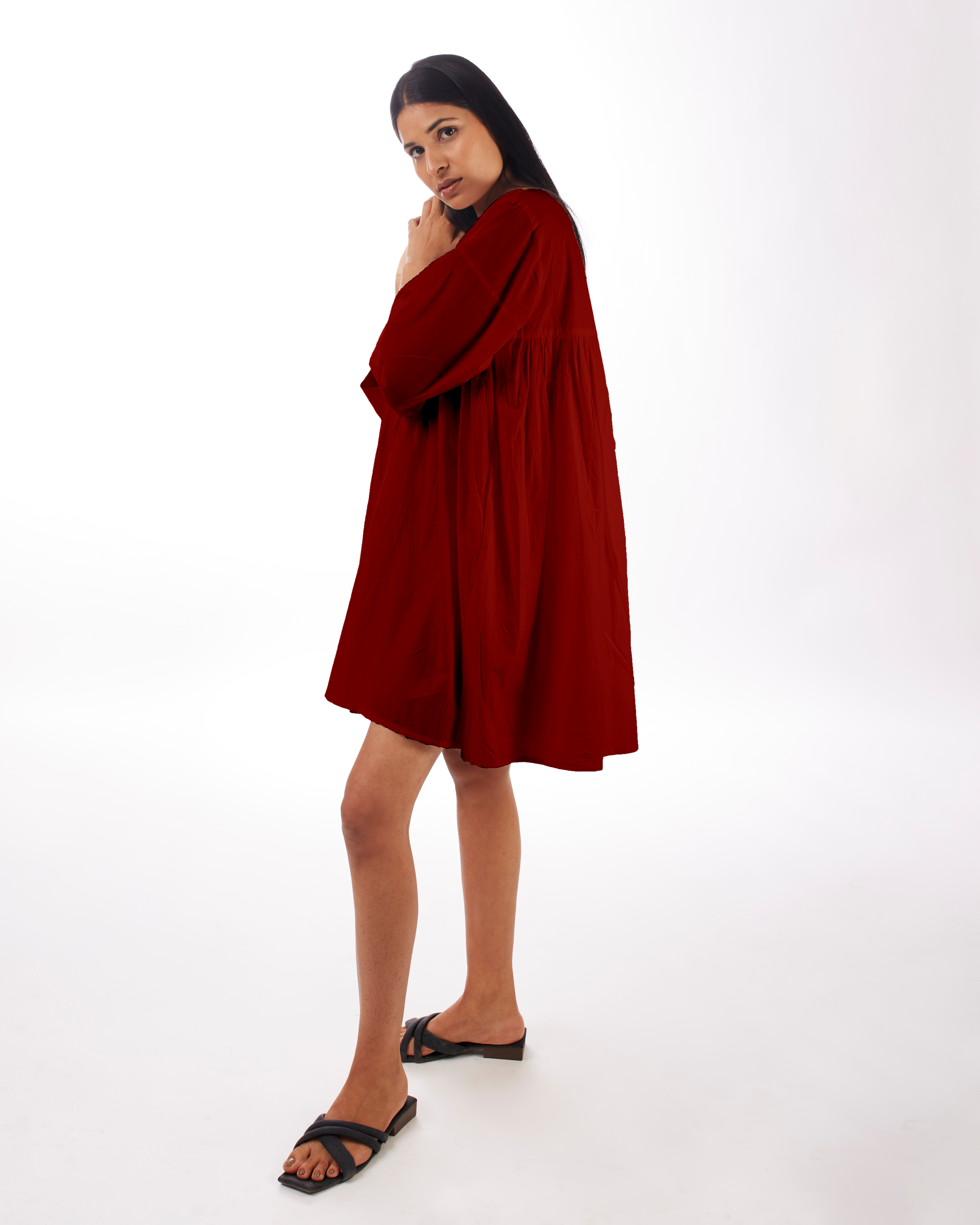 Red Yoke Mini Dress at Kamakhyaa by Kamakhyaa. This item is 100% pure cotton, Casual Wear, For Her, KKYSS, Mini Dresses, Natural, Red, Regular Fit, Summer Sutra, Womenswear