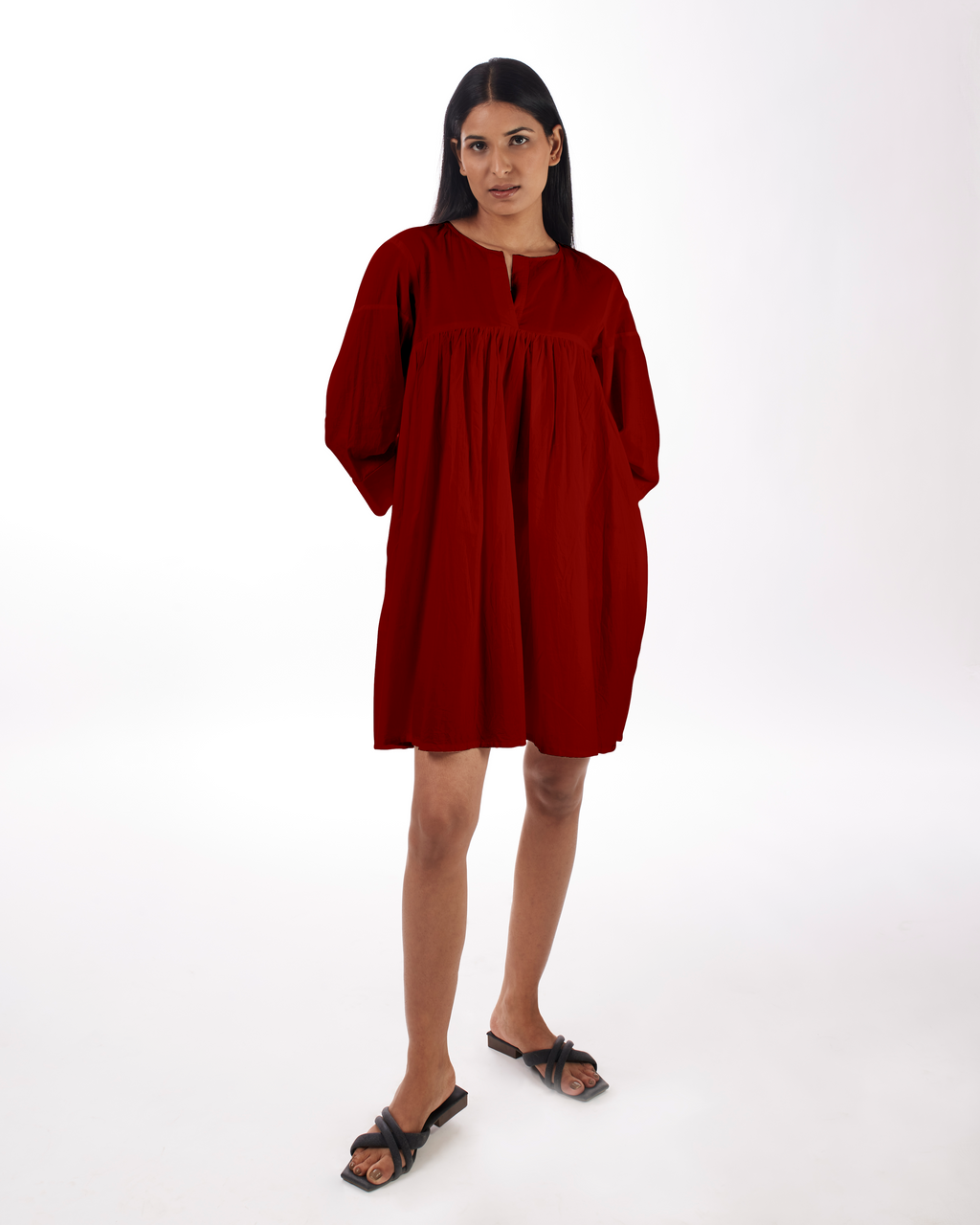 Red Yoke Mini Dress at Kamakhyaa by Kamakhyaa. This item is 100% pure cotton, Casual Wear, For Her, KKYSS, Mini Dresses, Natural, Red, Regular Fit, Summer Sutra, Womenswear
