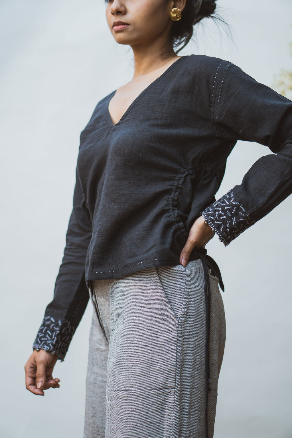 Reversible Blouse at Kamakhyaa by Lafaani. This item is 100% pure cotton, Black, Blouses, Casual Wear, Natural with azo free dyes, Organic, Regular Fit, Reversible, Solids, Sonder, Womenswear