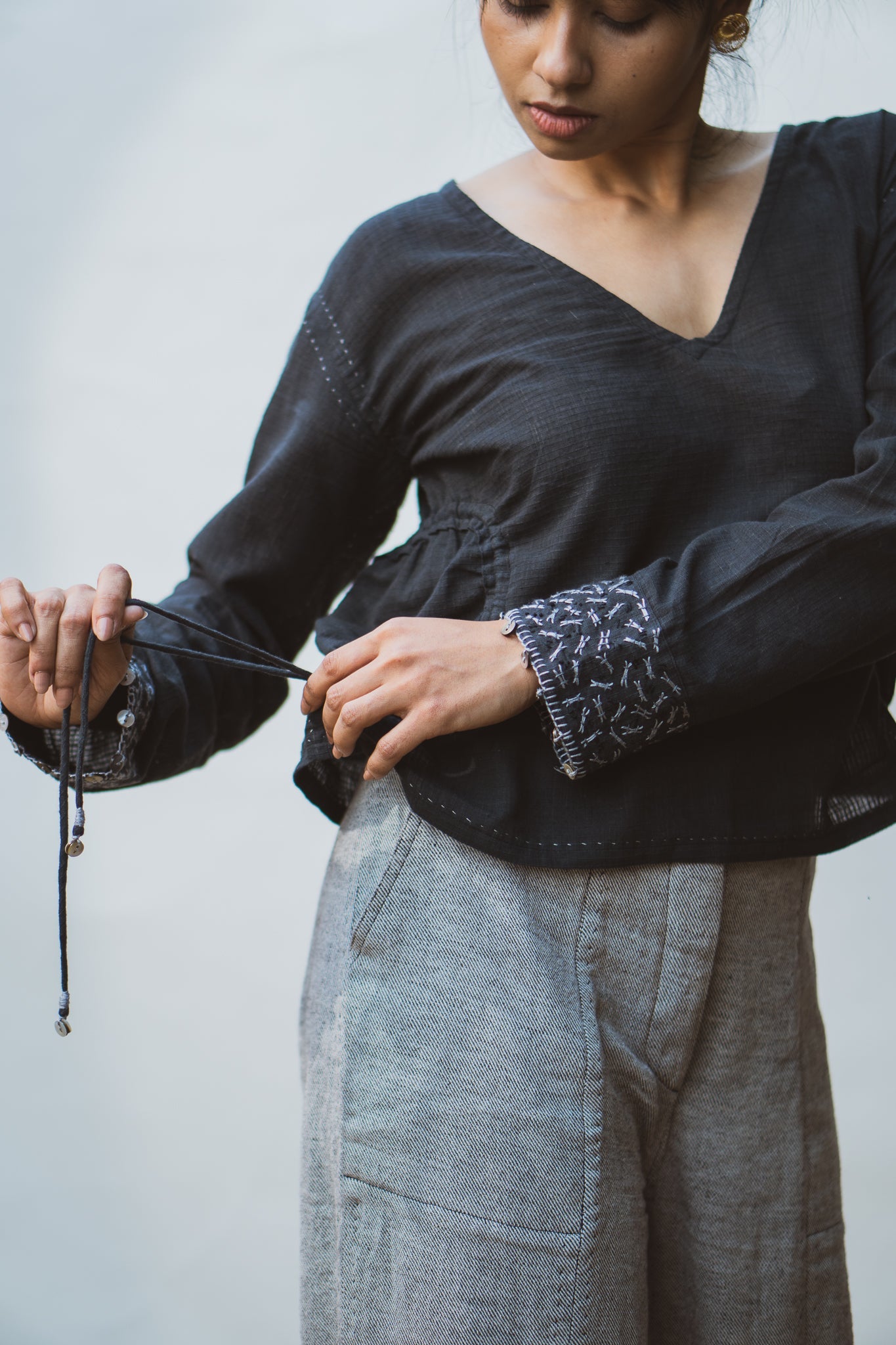 Reversible Blouse at Kamakhyaa by Lafaani. This item is 100% pure cotton, Black, Blouses, Casual Wear, Natural with azo free dyes, Organic, Regular Fit, Reversible, Solids, Sonder, Womenswear