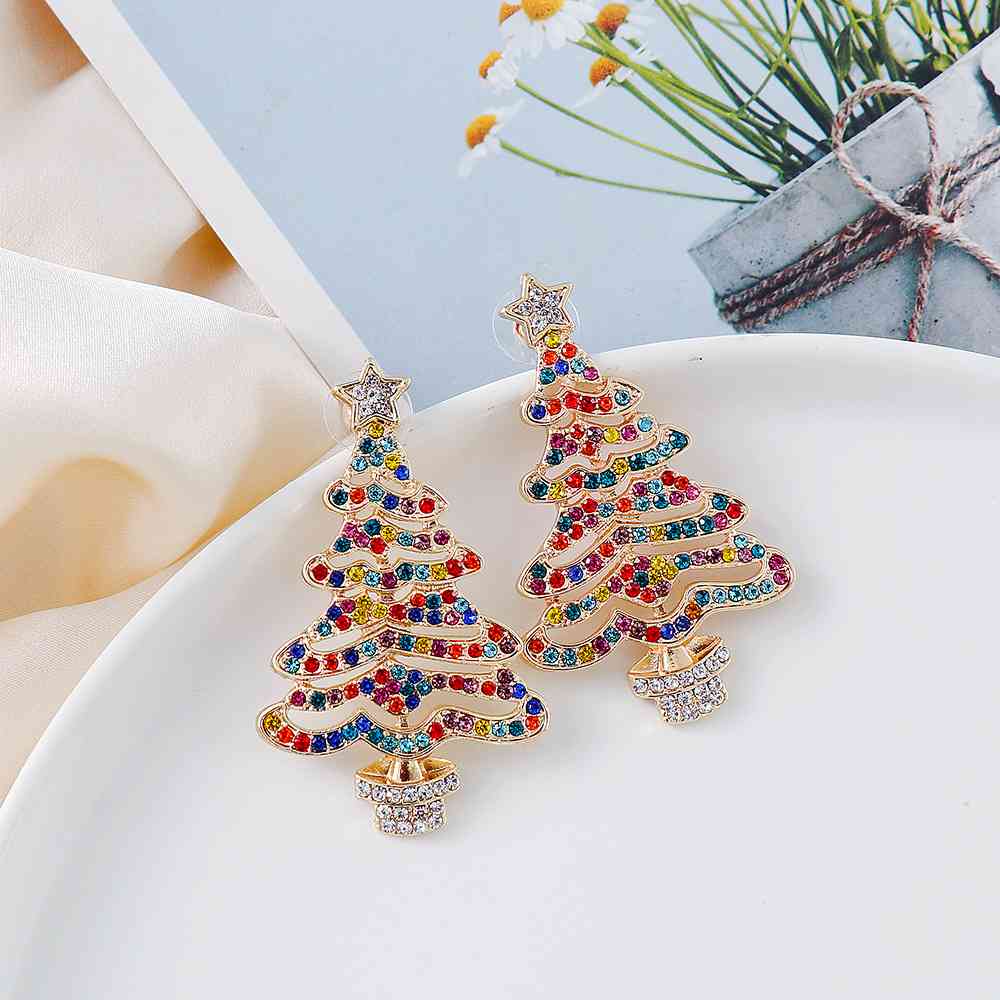 Rhinestone Alloy Christmas Tree Earrings at Kamakhyaa by Trendsi. This item is J.J.S.P, jewelry, Ship From Overseas, Trendsi