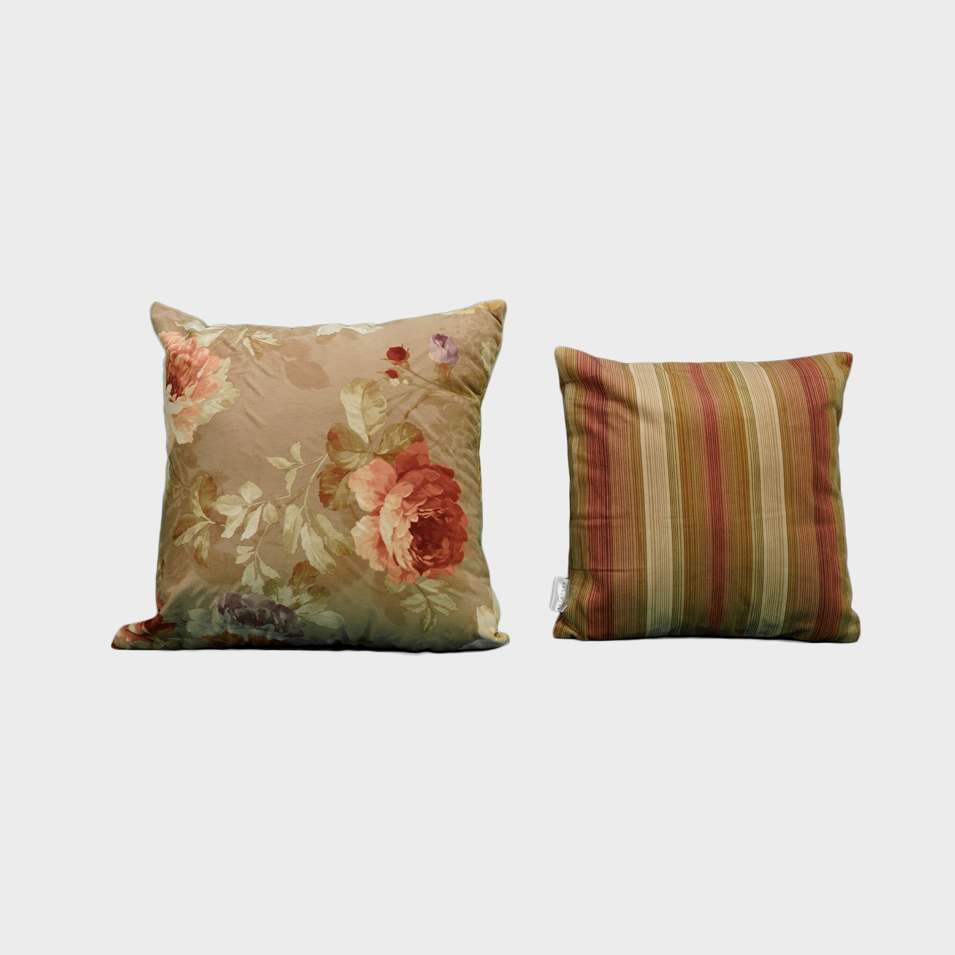 Roseline Cushion Cover Sets at Kamakhyaa by Aetherea. This item is Cotton, Cushion covers, Floral, Home, Printed, Stripes, Upcycled