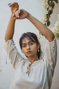 Ruched Blouse at Kamakhyaa by Lafaani. This item is 100% pure cotton, Blouses, Casual Wear, Kora, Natural with azo free dyes, Organic, Regular Fit, Solids, Sonder, Undyed and Unbleached, Womenswear