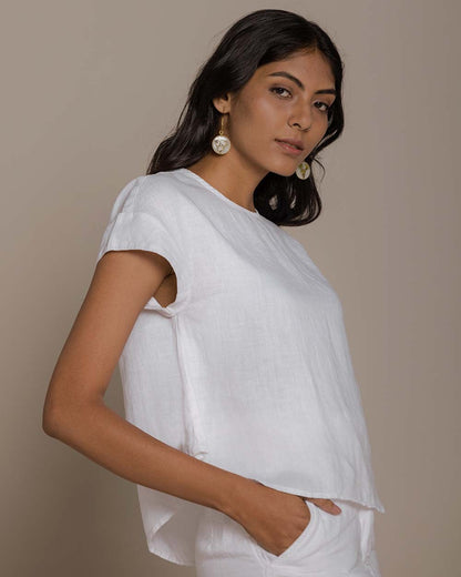 Sandcastle Saturdays Top - Coconut White at Kamakhyaa by Reistor. This item is Casual Wear, Hemp, Natural, Solids, T-Shirts, Tops, White, Womenswear