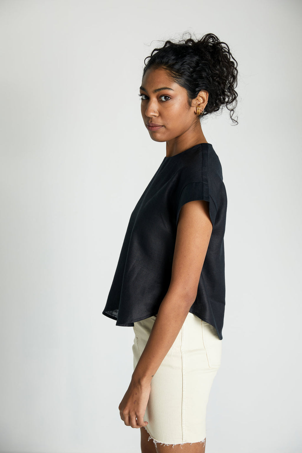 Sandcastles Saturday Top at Kamakhyaa by Reistor. This item is Black, Crop Tops, Hemp, Less than $50, Natural, Noir, Office Wear, Regular Fit, Solids, Tops, Womenswear