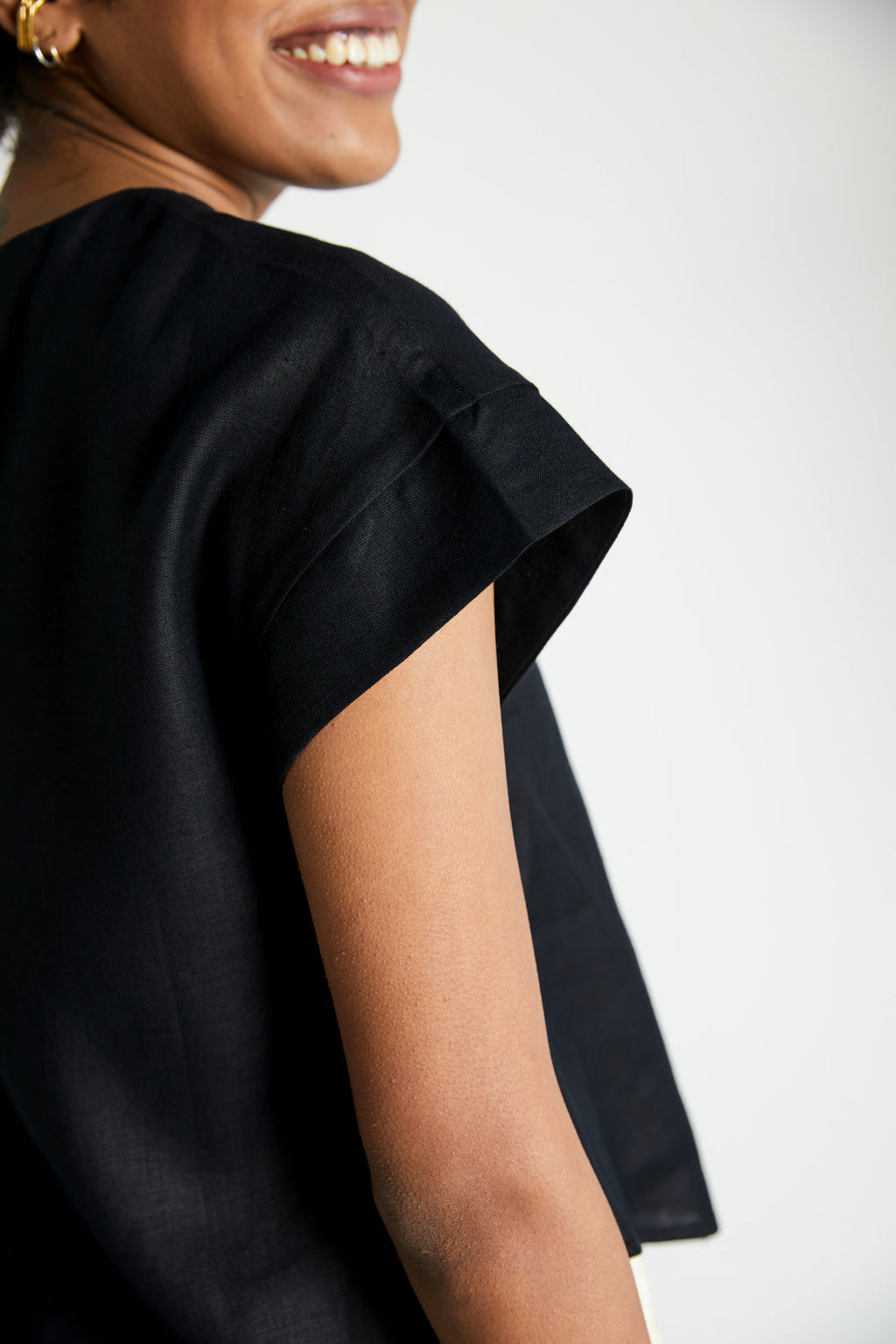 Sandcastles Saturday Top at Kamakhyaa by Reistor. This item is Black, Crop Tops, Hemp, Less than $50, Natural, Noir, Office Wear, Regular Fit, Solids, Tops, Womenswear