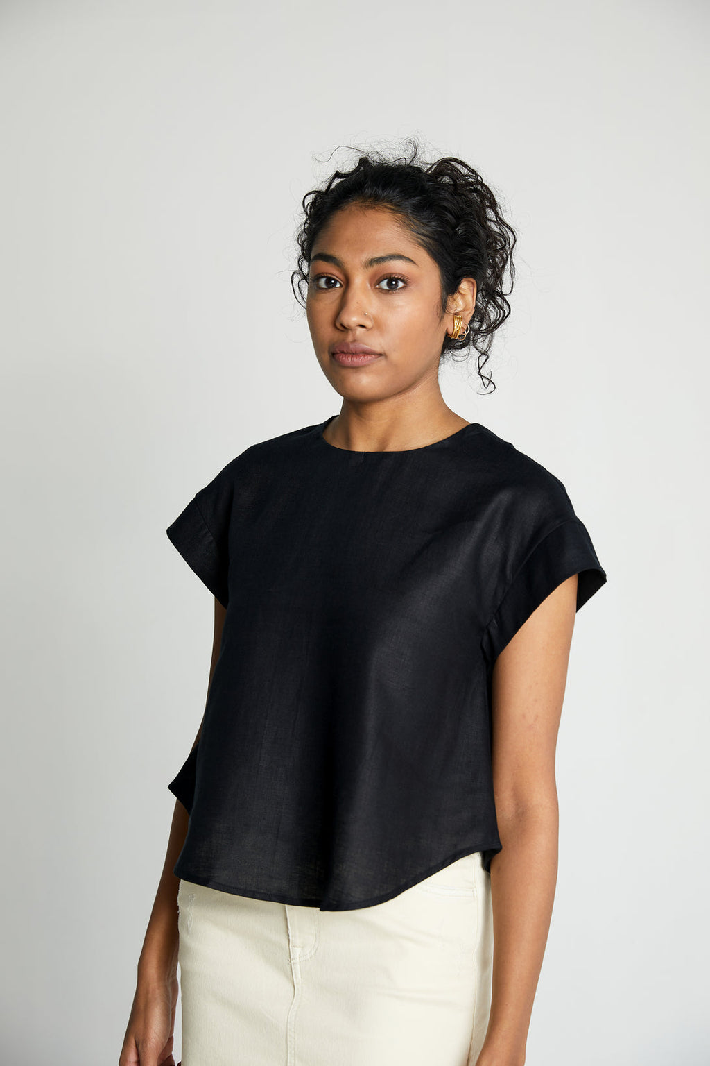Sandcastles Saturday Top at Kamakhyaa by Reistor. This item is Black, Crop Tops, Hemp, Less than $50, Natural, Noir, Office Wear, Regular Fit, Solids, Tops, Womenswear