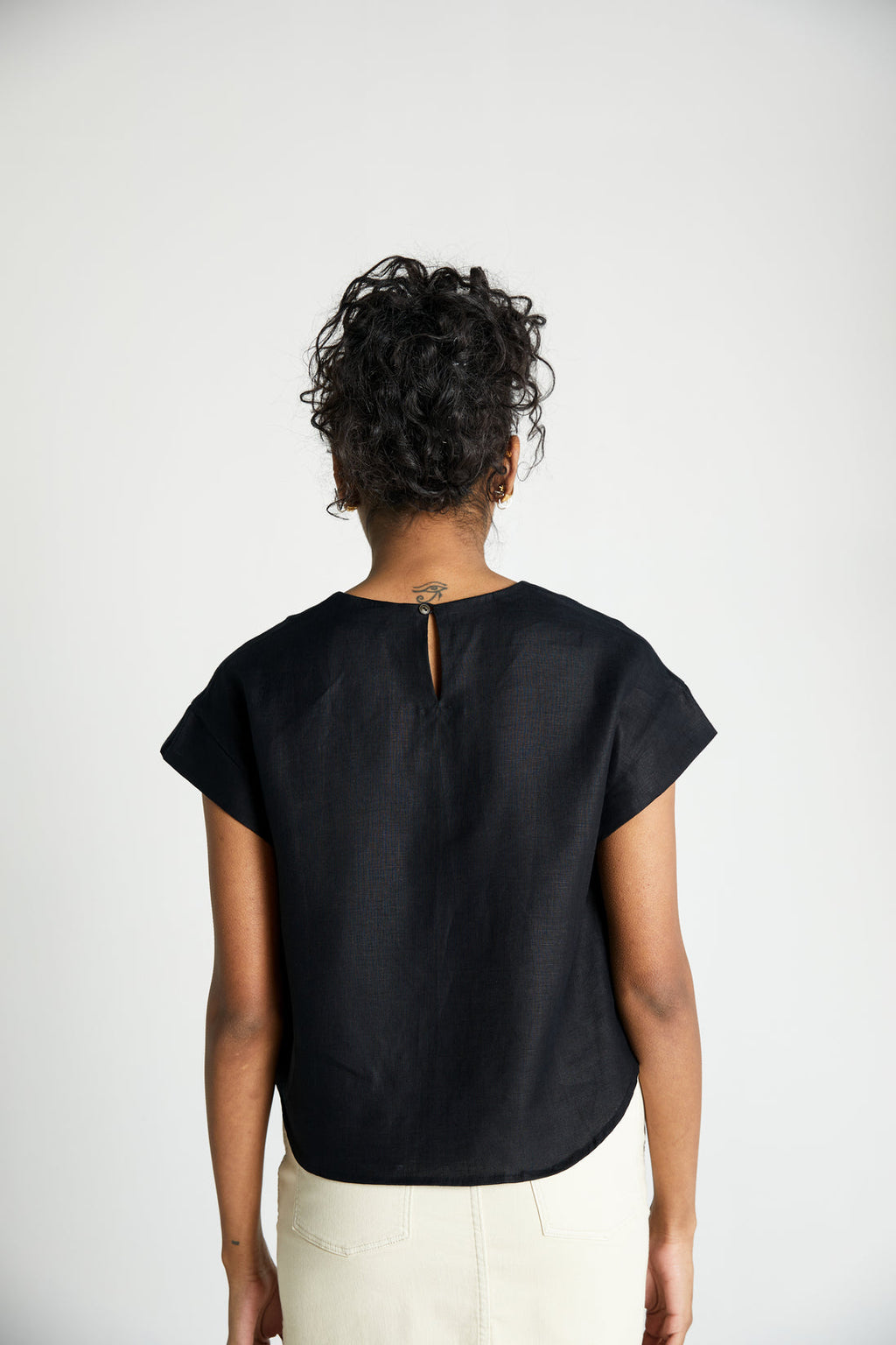 Sandcastles Saturday Top at Kamakhyaa by Reistor. This item is Black, Crop Tops, Hemp, Less than $50, Natural, Noir, Office Wear, Regular Fit, Solids, Tops, Womenswear