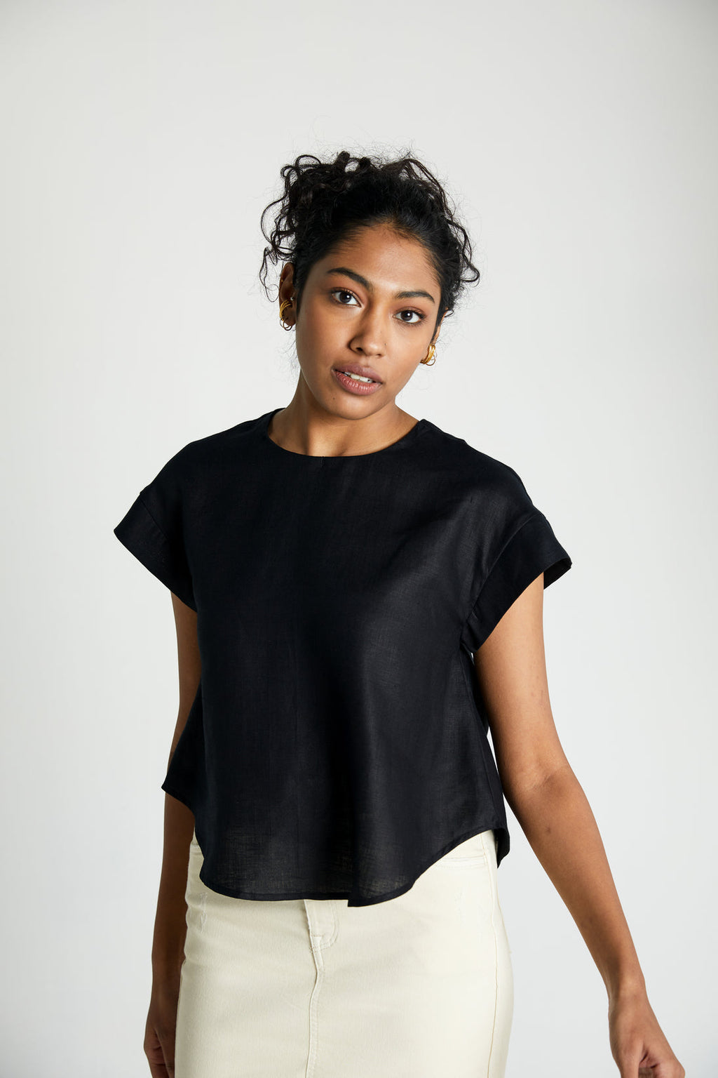 Sandcastles Saturday Top at Kamakhyaa by Reistor. This item is Black, Crop Tops, Hemp, Less than $50, Natural, Noir, Office Wear, Regular Fit, Solids, Tops, Womenswear