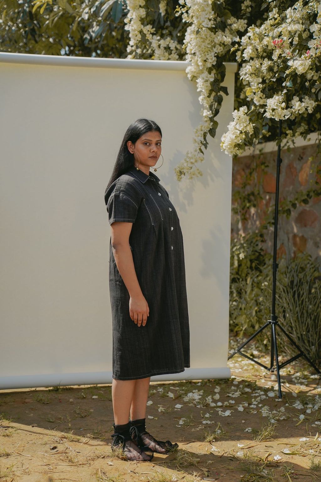 Shirt Dress at Kamakhyaa by Lafaani. This item is 100% pure cotton, Black, Casual Wear, Natural with azo free dyes, Organic, Regular Fit, Shirt Dresses, Solids, Sonder, Womenswear