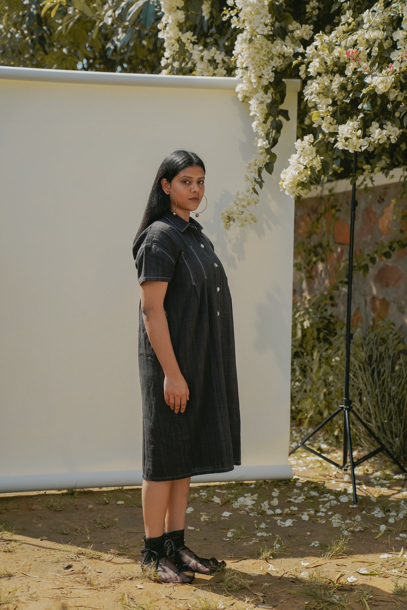 Shirt Dress at Kamakhyaa by Lafaani. This item is 100% pure cotton, Black, Casual Wear, Natural with azo free dyes, Organic, Regular Fit, Shirt Dresses, Solids, Sonder, Womenswear