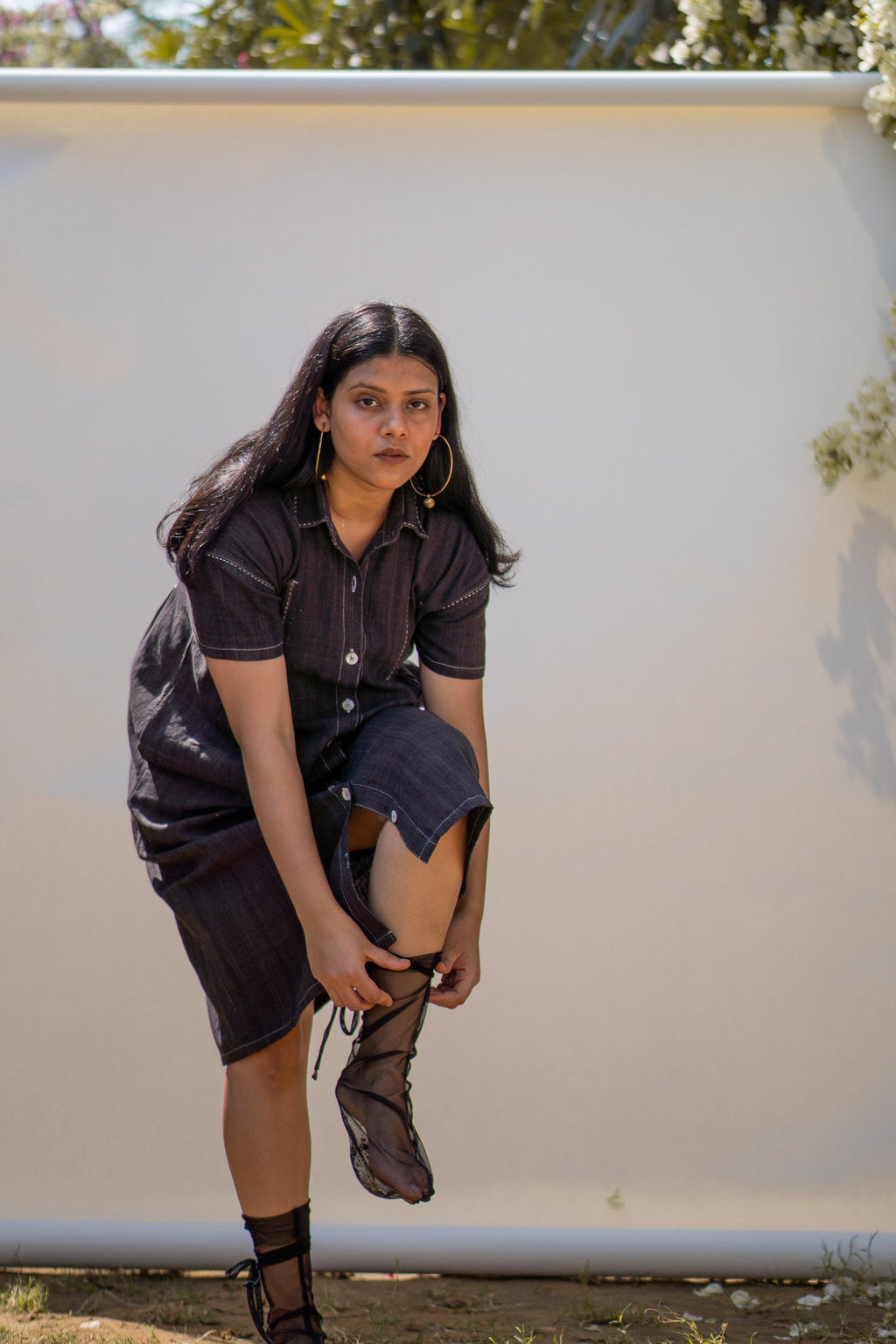 Shirt Dress at Kamakhyaa by Lafaani. This item is 100% pure cotton, Black, Casual Wear, Natural with azo free dyes, Organic, Regular Fit, Shirt Dresses, Solids, Sonder, Womenswear