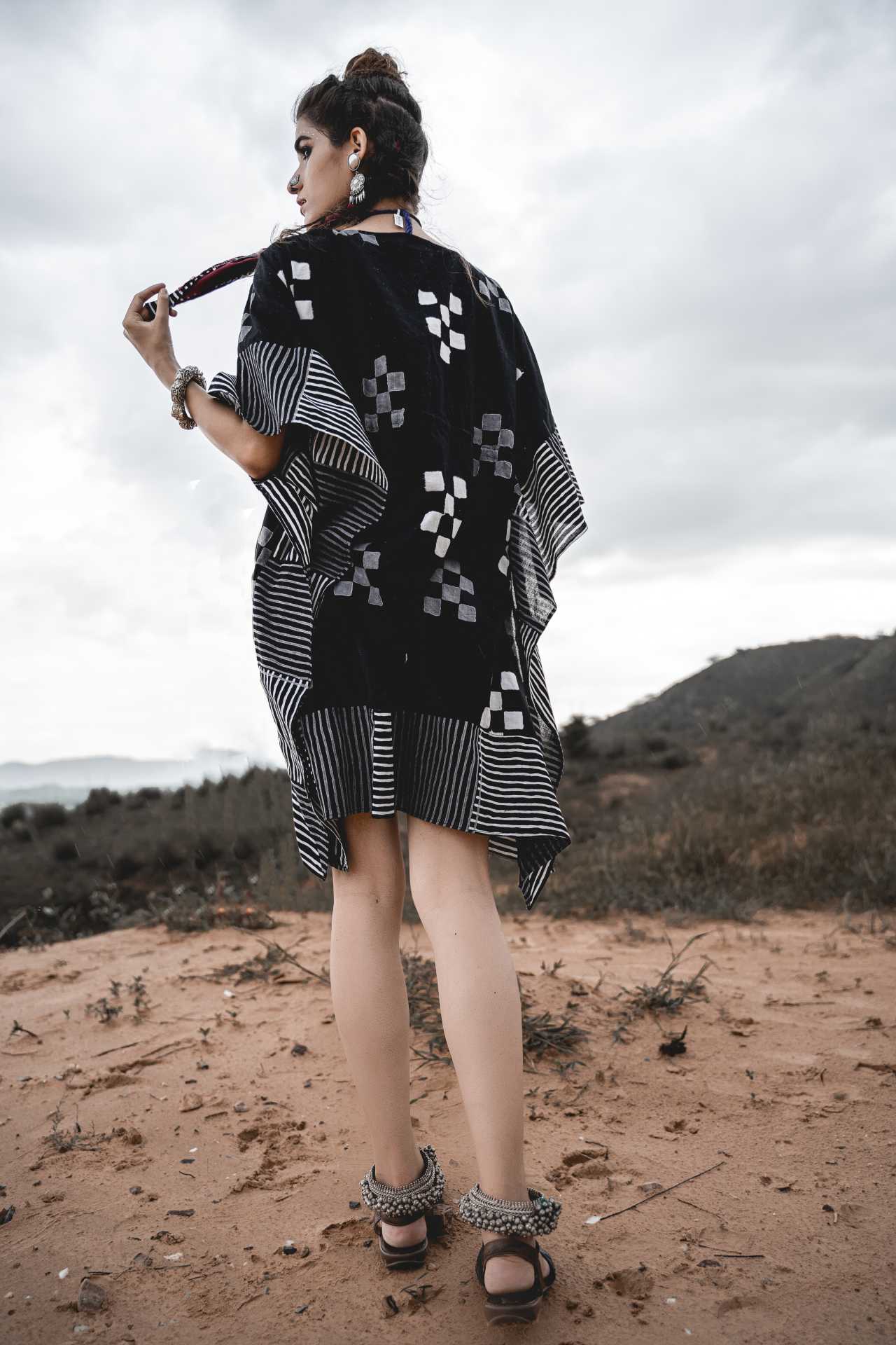 Short Kaftan Dress | Black Cotton Kaftan Dresses for Women | Vacation Wear | Half Kaftan Dress Kamakhyaa Short Kaftan Dress | Black Cotton Kaftan Dresses for Women | Vacation Wear | Half Kaftan Dress Kamakhyaa