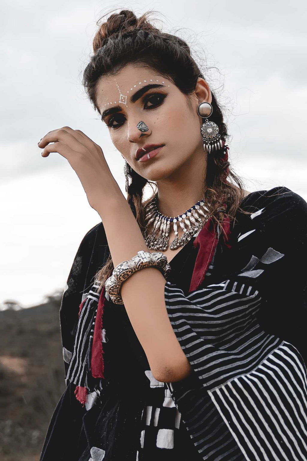 Short Kaftan Dress at Kamakhyaa by Keva. This item is Best Selling, Black, Block Prints, Cotton, Kaftans, Mini Dresses, Natural, Relaxed Fit, Resort Wear, Wild Child, Womenswear