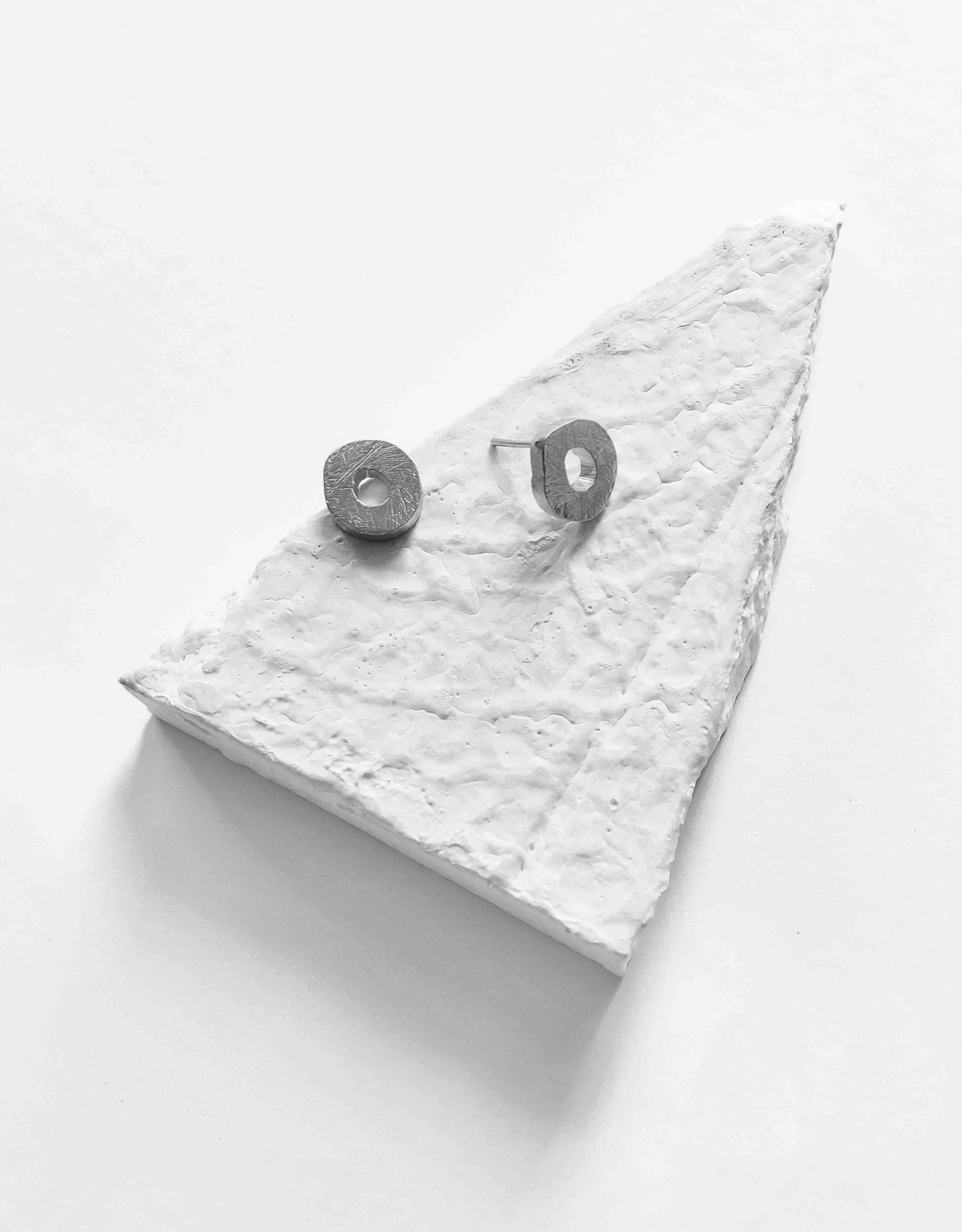 Silver Brass Studs-Gorria Brass, Free Size, Silver, Plated, Statement Pieces, Stud Earrings, White Kamakhyaa