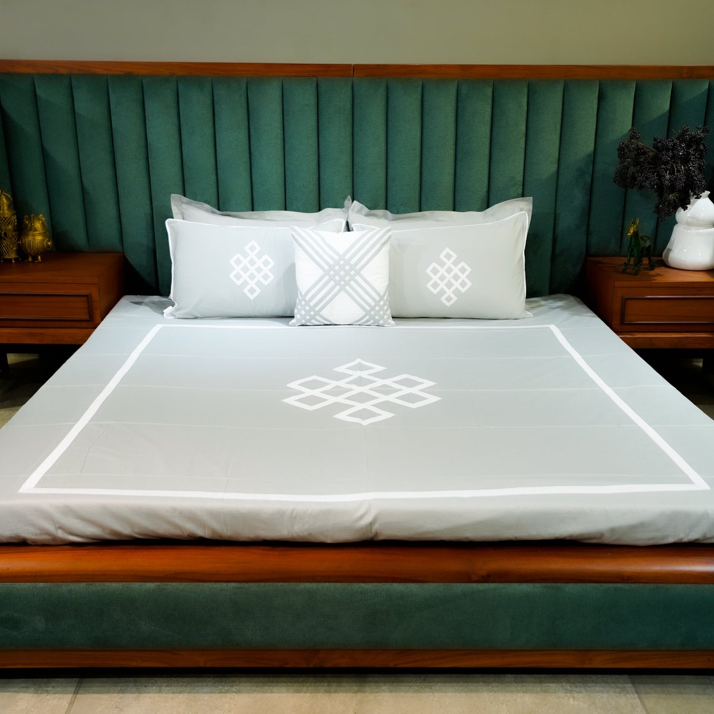 Silver Mist Abstract Fusion Set of 5 & 7 at Kamakhyaa by Aetherea. This item is Bed Sets, Home